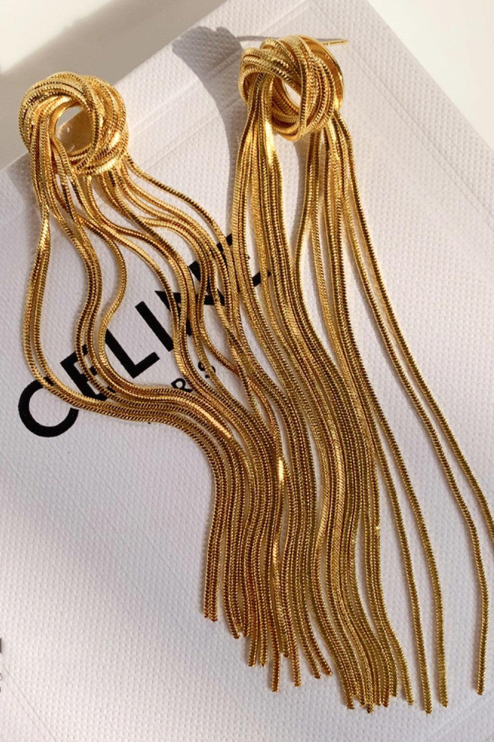 Attention-Grabber 18K Gold Plated Fringe Earrings - MXSTUDIO.COM