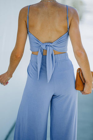 Attention-Grabbing Backless Top and Split Pants Set - MXSTUDIO.COM