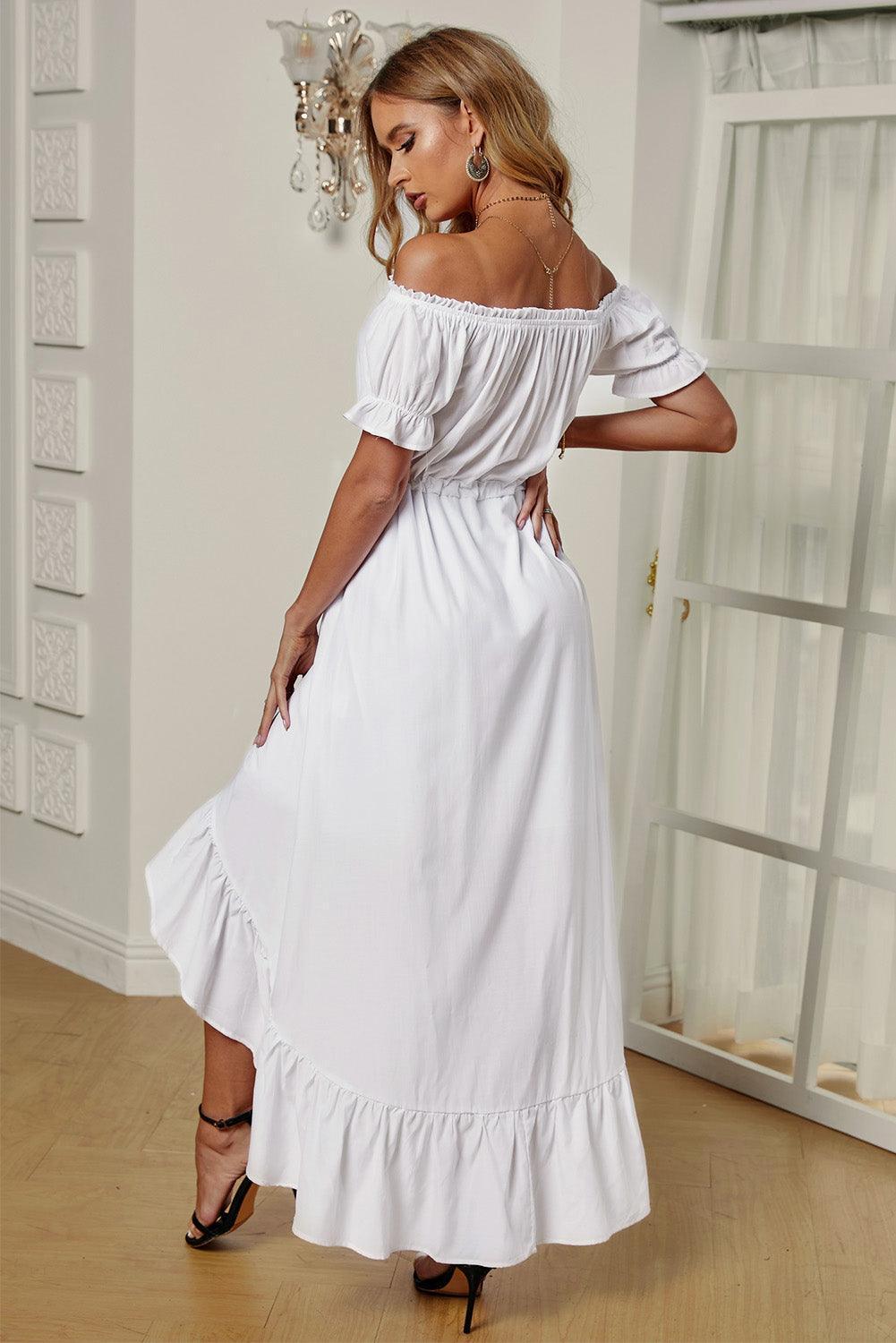 Attention-Grabbing Off Shoulder High Low Dress - MXSTUDIO.COM