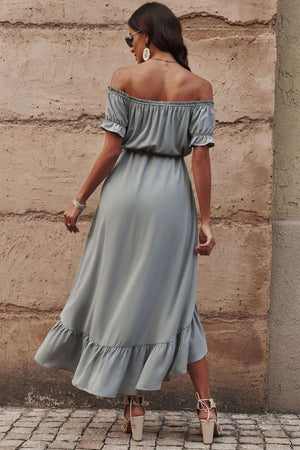 Attention-Grabbing Off Shoulder High Low Dress - MXSTUDIO.COM