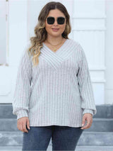 Attentively Ribbed Plus Size Long Sleeve Top - MXSTUDIO.COM