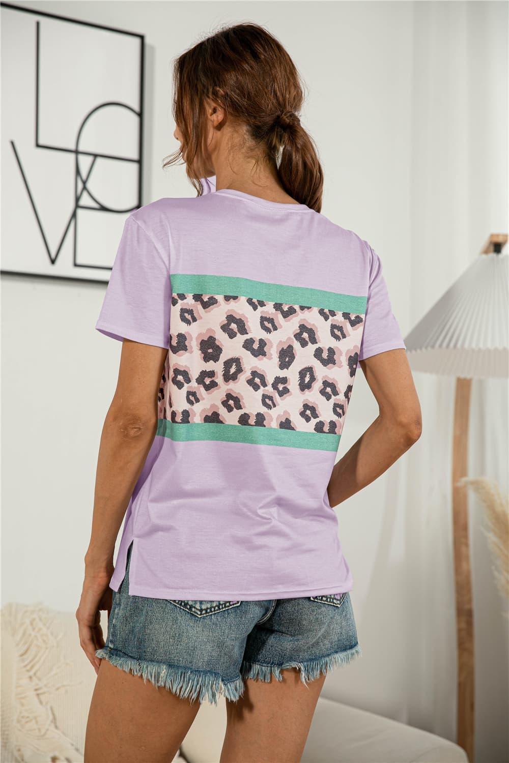 Attitude Matters Color Block Leopard T Shirt - MXSTUDIO.COM