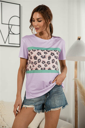 Attitude Matters Color Block Leopard T Shirt - MXSTUDIO.COM