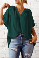 Attitude Matters Flutter Sleeve Notch Neck Blouse - MXSTUDIO.COM