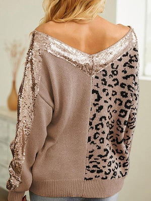 Attract Attention Leopard Sequin Sweater-MXSTUDIO.COM