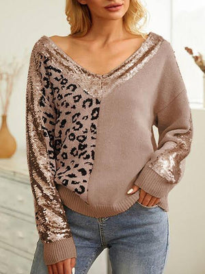 Attract Attention Leopard Sequin Sweater-MXSTUDIO.COM