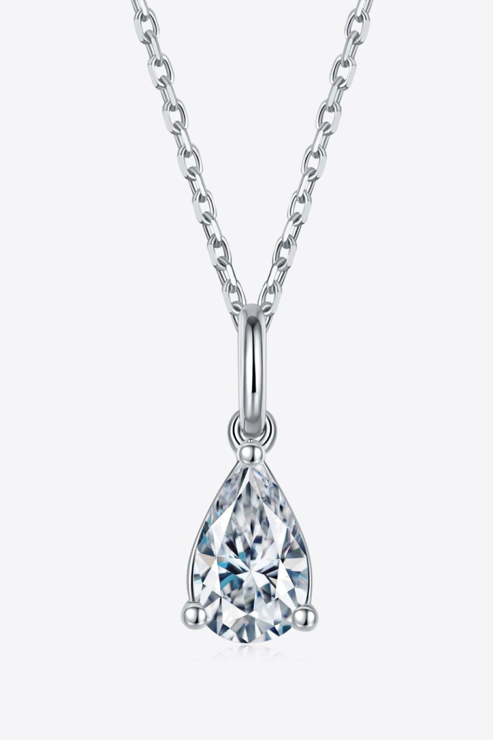 Attraction Focus 1 Carat Teardrop Moissanite Necklace - MXSTUDIO.COM