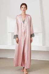 Attractive Long Satin Night Dress and Robe Set - MXSTUDIO.COM