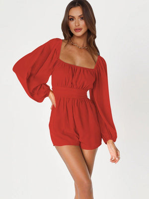 Attractive Long Sleeve Square Neck Romper - MXSTUDIO.COM