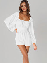 Attractive Long Sleeve Square Neck Romper - MXSTUDIO.COM