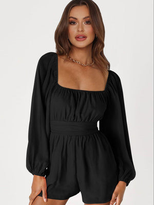 Attractive Long Sleeve Square Neck Romper - MXSTUDIO.COM