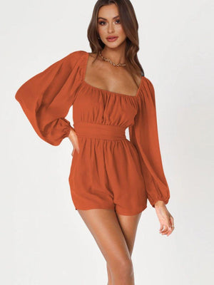 Attractive Long Sleeve Square Neck Romper - MXSTUDIO.COM