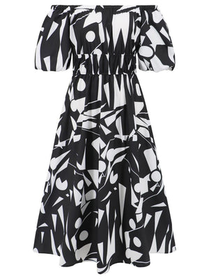 a black and white dress with a pattern on it