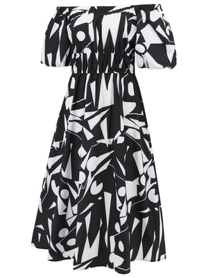 a black and white dress with a pattern on it