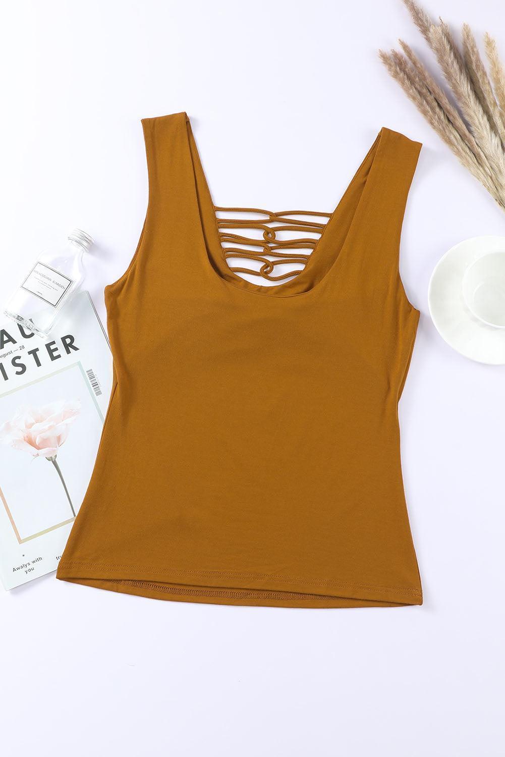 Attractive Scoop Neck Strappy Tank Top - MXSTUDIO.COM