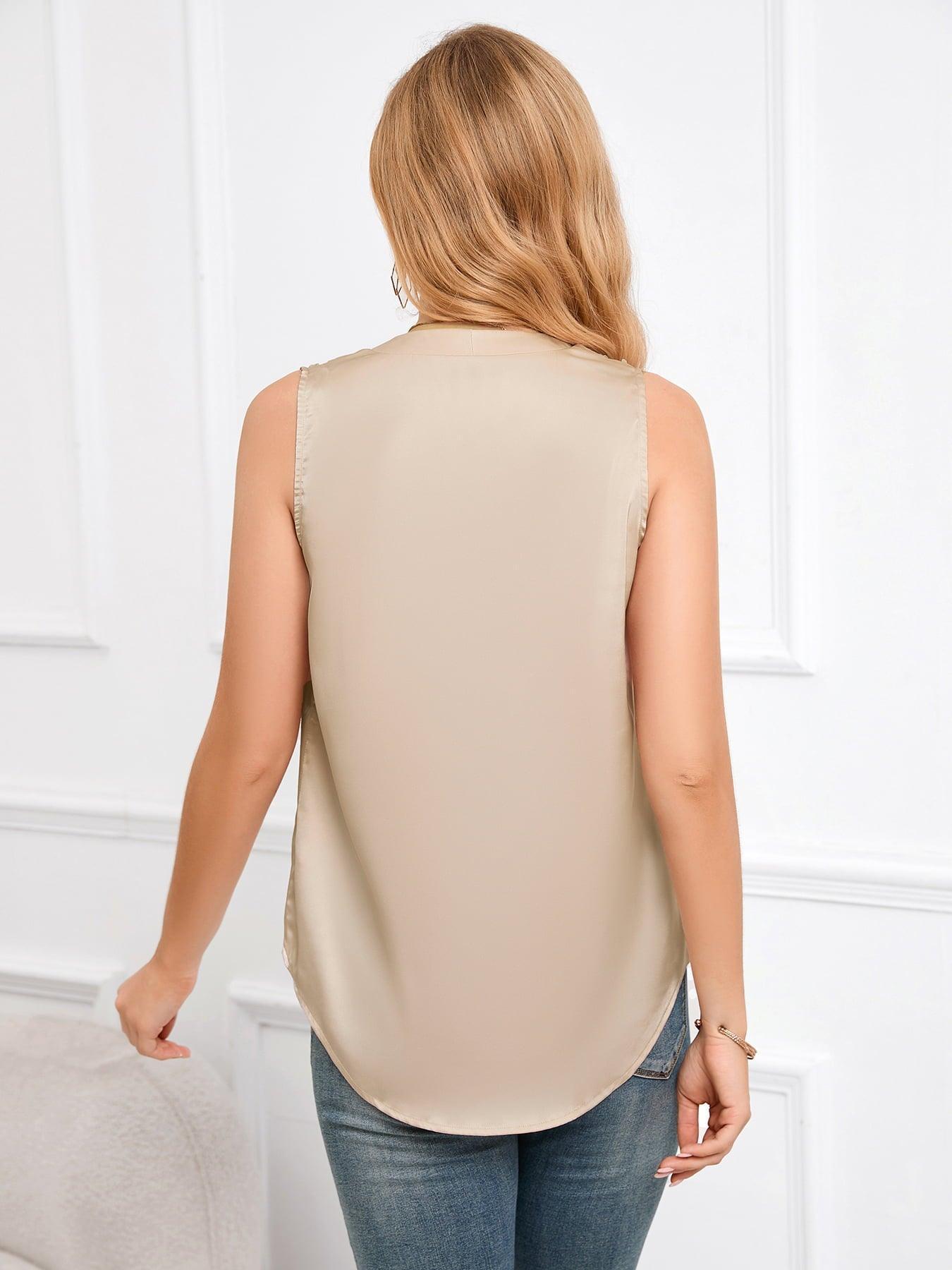 Attractive V-Neck Button Tank Top - MXSTUDIO.COM