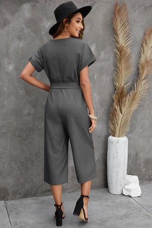 Authentic Me Short Sleeve Cropped Jumpsuit - MXSTUDIO.COM