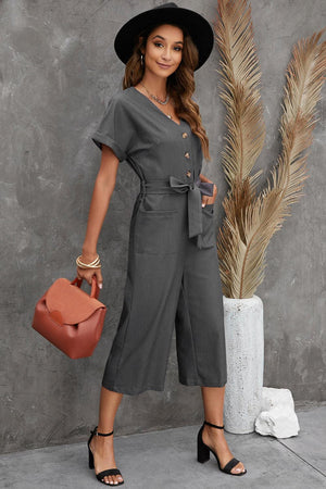 Authentic Me Short Sleeve Cropped Jumpsuit - MXSTUDIO.COM