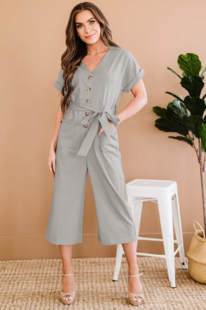 Authentic Me Short Sleeve Cropped Jumpsuit - MXSTUDIO.COM