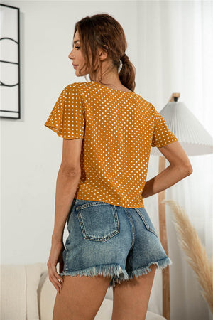 Authentic Me V Neck Tie Front Blouse - MXSTUDIO.COM