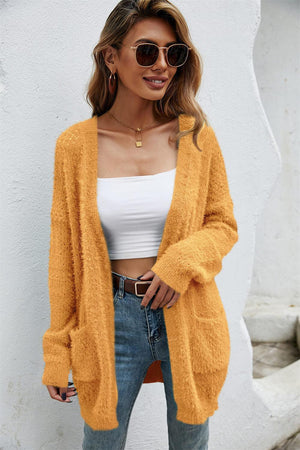 Authentic Open Front Openwork Fuzzy Cardigan - MXSTUDIO.COM