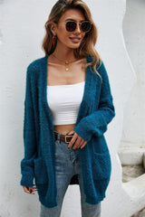 Authentic Open Front Openwork Fuzzy Cardigan - MXSTUDIO.COM