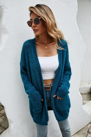 Authentic Open Front Openwork Fuzzy Cardigan - MXSTUDIO.COM