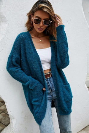 Authentic Open Front Openwork Fuzzy Cardigan - MXSTUDIO.COM