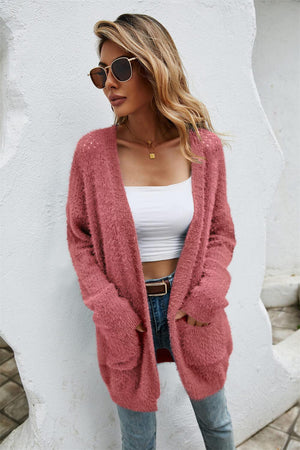 Authentic Open Front Openwork Fuzzy Cardigan - MXSTUDIO.COM