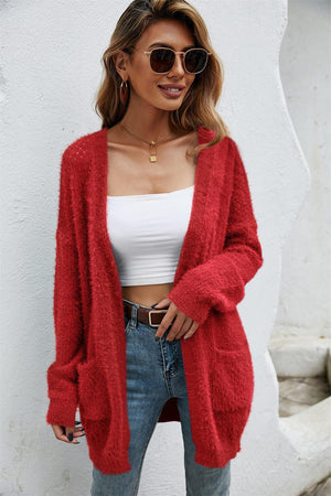 Authentic Open Front Openwork Fuzzy Cardigan - MXSTUDIO.COM