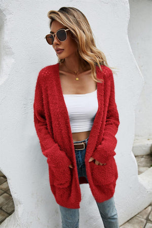 Authentic Open Front Openwork Fuzzy Cardigan - MXSTUDIO.COM