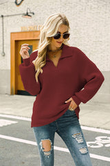 Autumn Appeal Comfort Collared Sweater - MXSTUDIO.COM