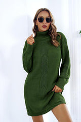 Autumn Beauty Turtleneck Sweater Dress-MXSTUDIO.COM