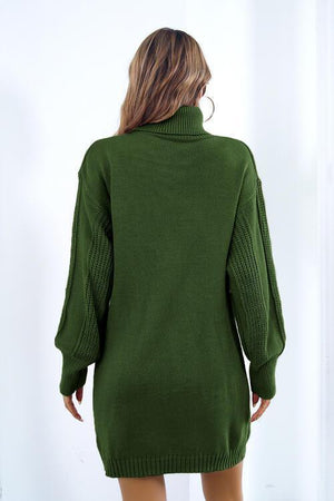 Autumn Beauty Turtleneck Sweater Dress-MXSTUDIO.COM