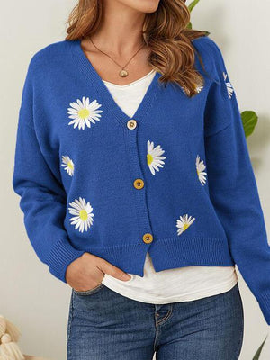 Autumn Bloom Button Front Floral Cardigan-MXSTUDIO.COM