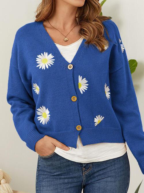 Autumn Bloom Button Front Floral Cardigan-MXSTUDIO.COM