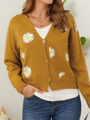 Autumn Bloom Button Front Floral Cardigan-MXSTUDIO.COM