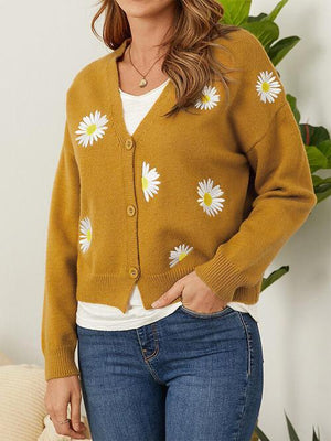 Autumn Bloom Button Front Floral Cardigan-MXSTUDIO.COM