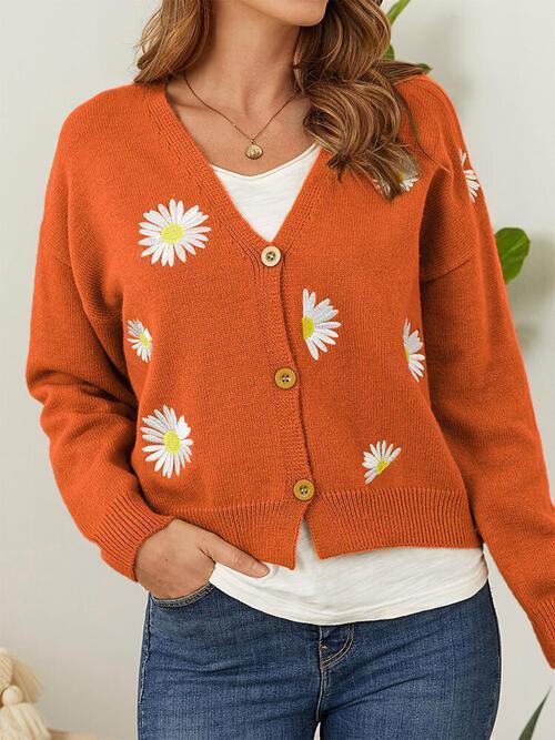 Autumn Bloom Button Front Floral Cardigan-MXSTUDIO.COM