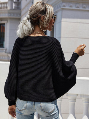 Autumn Chic Boat Neck Dolman Sleeve Sweater - MXSTUDIO.COM