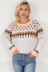 Autumn Chic Knit Crew Neck Geometric Sweater - MXSTUDIO.COM