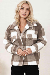 Autumn Chic Plaid Shirt Jacket With Pockets - MXSTUDIO.COM