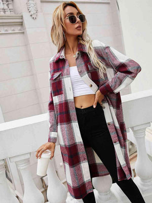 Autumn Confidence Long Plaid Shirt Jacket - MXSTUDIO.COM