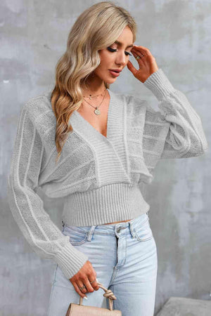 Autumn Drama Lace Up Deep V Neck Sweater - MXSTUDIO.COM