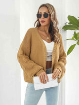 Autumn Fascination Open Front Balloon Sleeve Cardigan - MXSTUDIO.COM