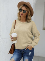 Autumn Feels Crew Neck Knitted Sweater-MXSTUDIO.COM