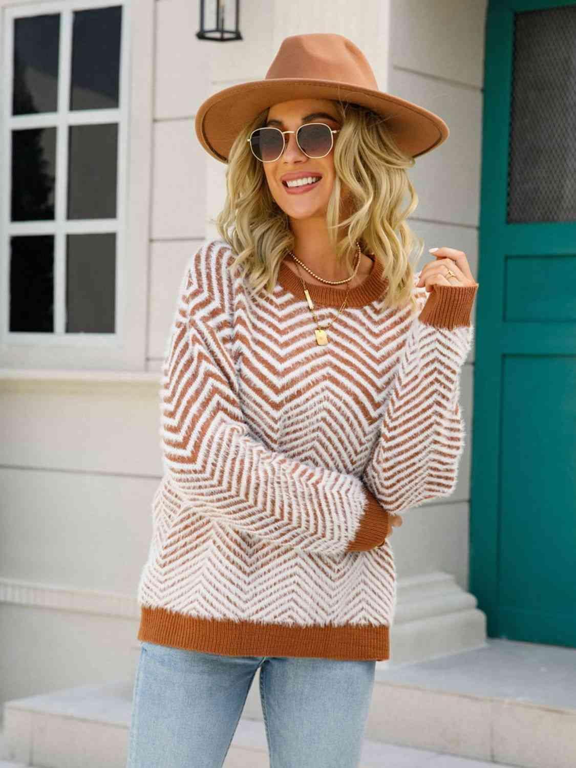 Autumn Feels Crew Neck Long Sleeve Sweater - MXSTUDIO.COM