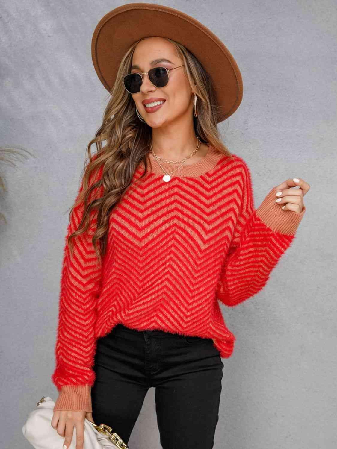Autumn Feels Crew Neck Long Sleeve Sweater - MXSTUDIO.COM