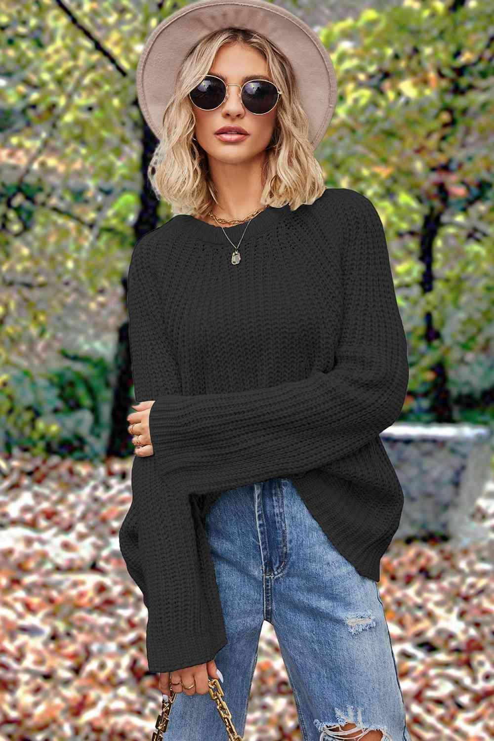 Autumn Feels Long Sleeve Open Knit Sweater - MXSTUDIO.COM