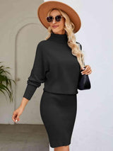 Autumn Flair Turtleneck Sweater Dress - MXSTUDIO.COM